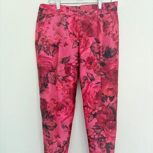 J Crew Cafe Capri red floral cropped pants size 0